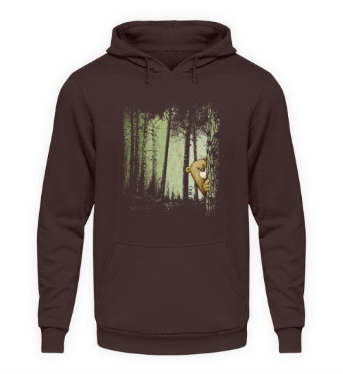 Comic Bär versteckt im Zwielicht Wald - Unisex Kapuzenpullover Hoodie-1604