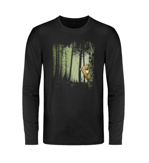 Comic Bär versteckt im Zwielicht Wald - Unisex Long Sleeve T-Shirt-16