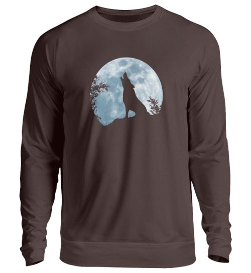 Heulender Wolf Silhouette vor Vollmond - Unisex Pullover-1604