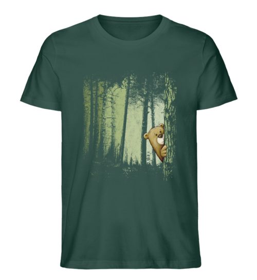 Comic Bär versteckt im Zwielicht Wald - Herren Premium Organic Shirt-7112