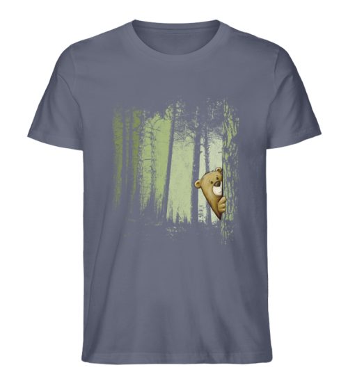 Comic Bär versteckt im Zwielicht Wald - Herren Premium Organic Shirt-7158