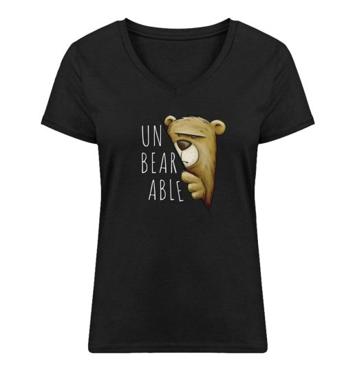 Unbearable - Unerträglich Bär - Damen Premium Organic V-Neck T-Shirt ST/ST-16