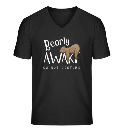 Bearly Awake Bitte nicht stören Bär - Herren Premium Organic V-Neck Shirt ST/ST-16