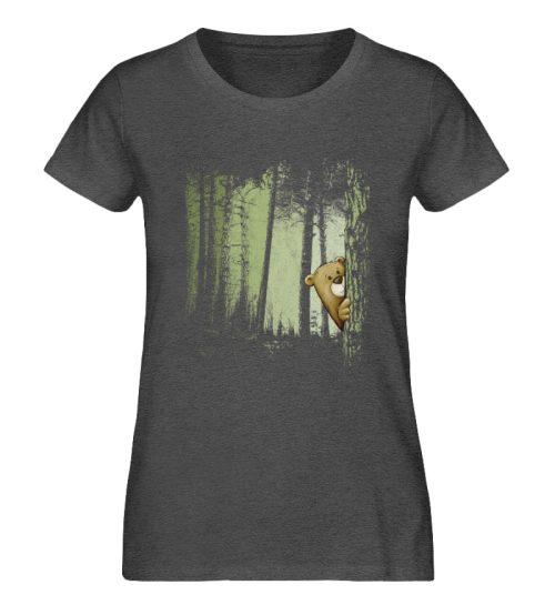 Comic Bär versteckt im Zwielicht Wald - Damen Premium Organic Shirt-6898