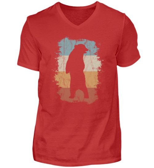 Retro Bären-Silhouette - Herren V-Neck Shirt-4