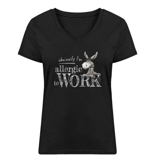 Allergisch gegen Arbeit - Esel - Damen Premium Organic V-Neck T-Shirt ST/ST-16
