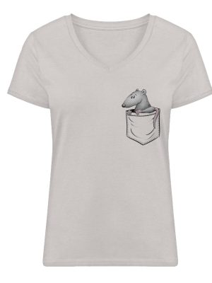 Kleine Ratte in der Tasche - Damen Premium Organic V-Neck T-Shirt ST/ST-7163