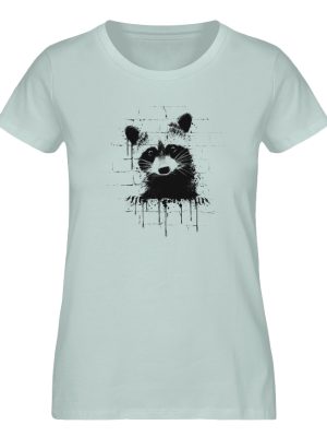 Funky Street Art Waschbär - Damen Premium Organic Shirt-7113