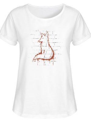 Street Art Fuchs Silhouette - Damen RollUp Shirt-3