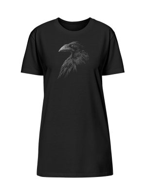Kritzelkunst-Rabe Krähe - Organic T-Shirt Kleid ST/ST-16