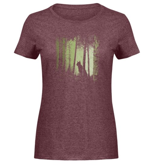 Luchs Wildkatze im Zwielicht Wald - Damen Melange Shirt-6805