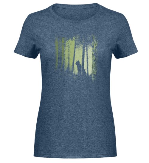 Luchs Wildkatze im Zwielicht Wald - Damen Melange Shirt-6803