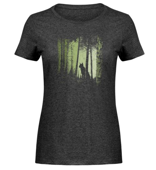 Luchs Wildkatze im Zwielicht Wald - Damen Melange Shirt-6808