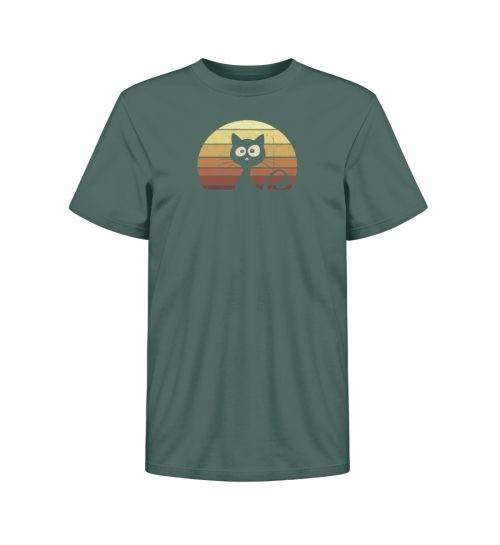 Schwarze Katze vor Retro Sonnenuntergang - Kinder Premium Organic T-Shirt 2.0 ST/ST-7112