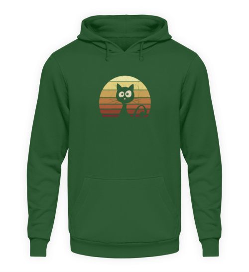 Schwarze Katze vor Retro Sonnenuntergang - Unisex Kapuzenpullover Hoodie-833