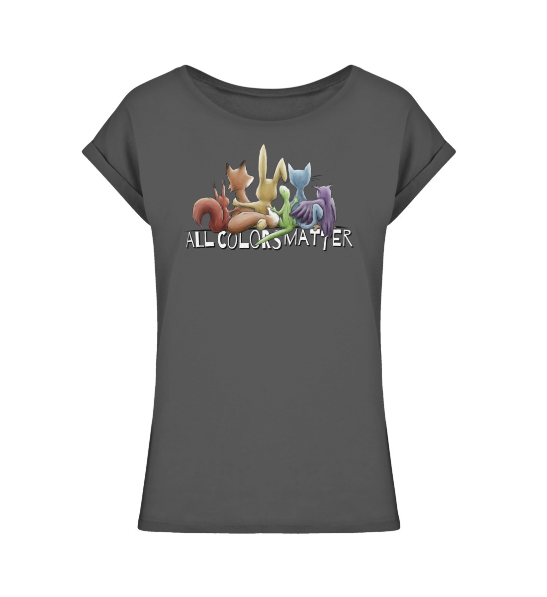All Colors Matter! Regenbogen Tiere für Vielfalt - Ladies Extended Shoulder Tee-1528